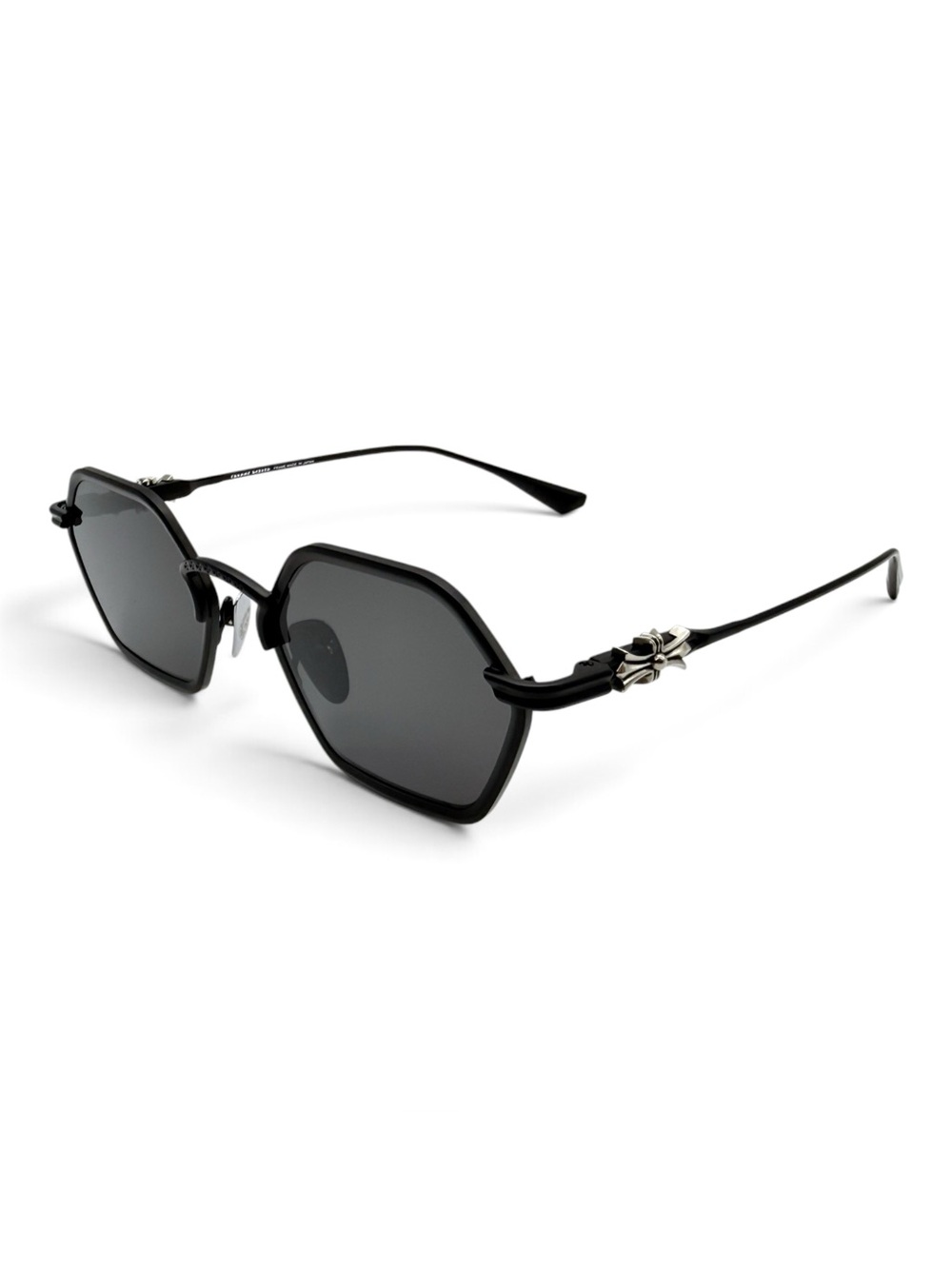 Chrome Hearts Black Octagon Frame Sunglasses with Silver Accents